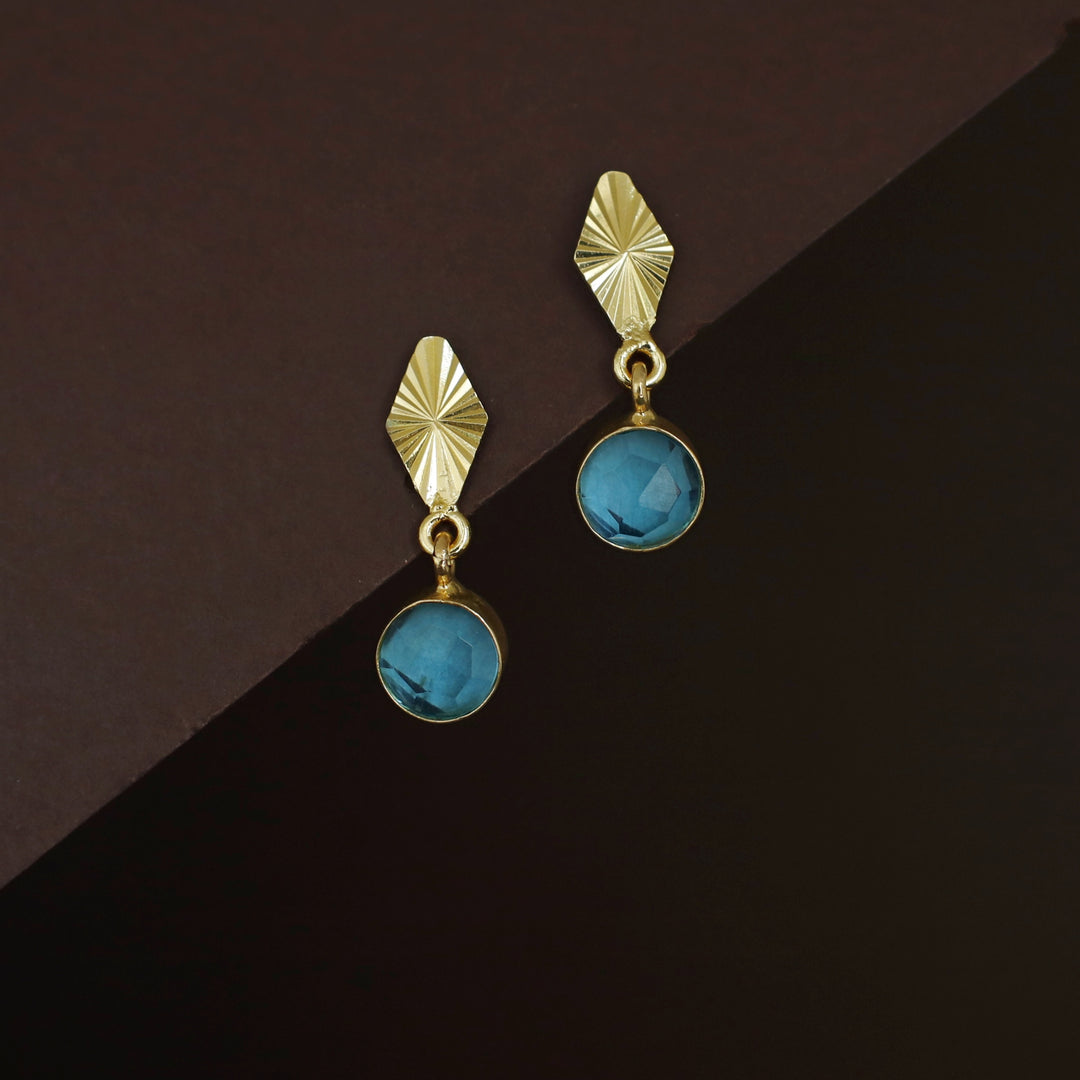 Siana Golden Diamond + Glossy Round Earring