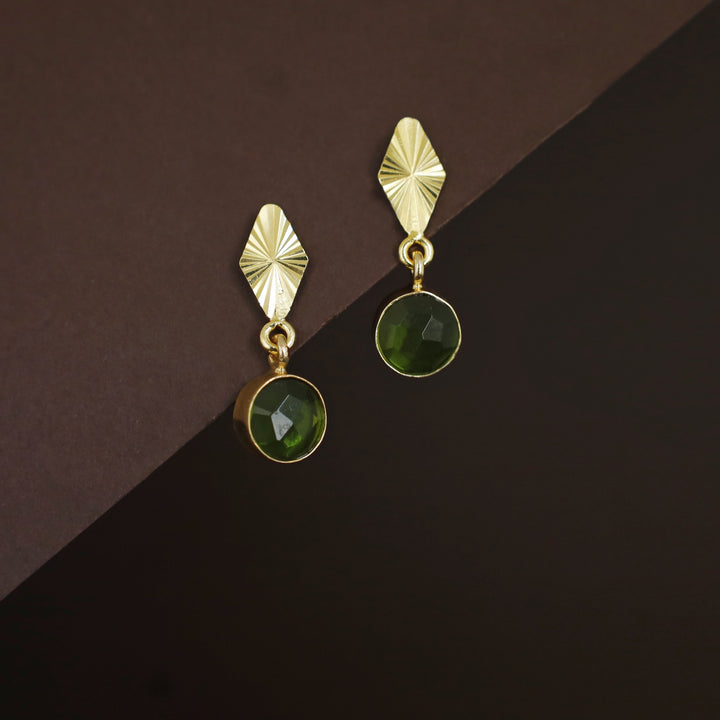 Siana Golden Diamond + Glossy Round Earring