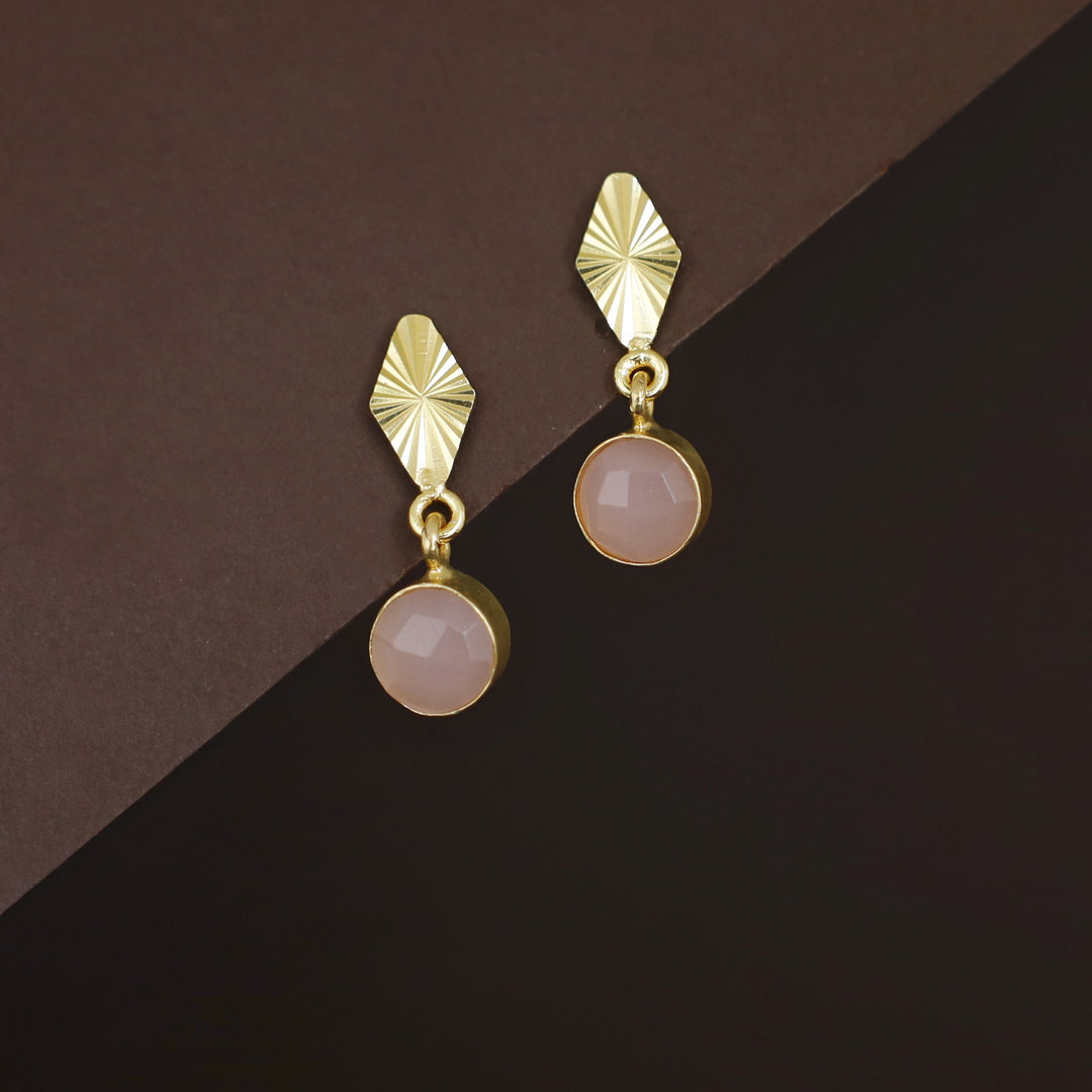 Siana Golden Diamond + Glossy Round Earring