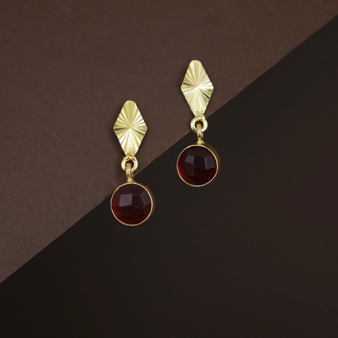 Siana Golden Diamond + Glossy Round Earring