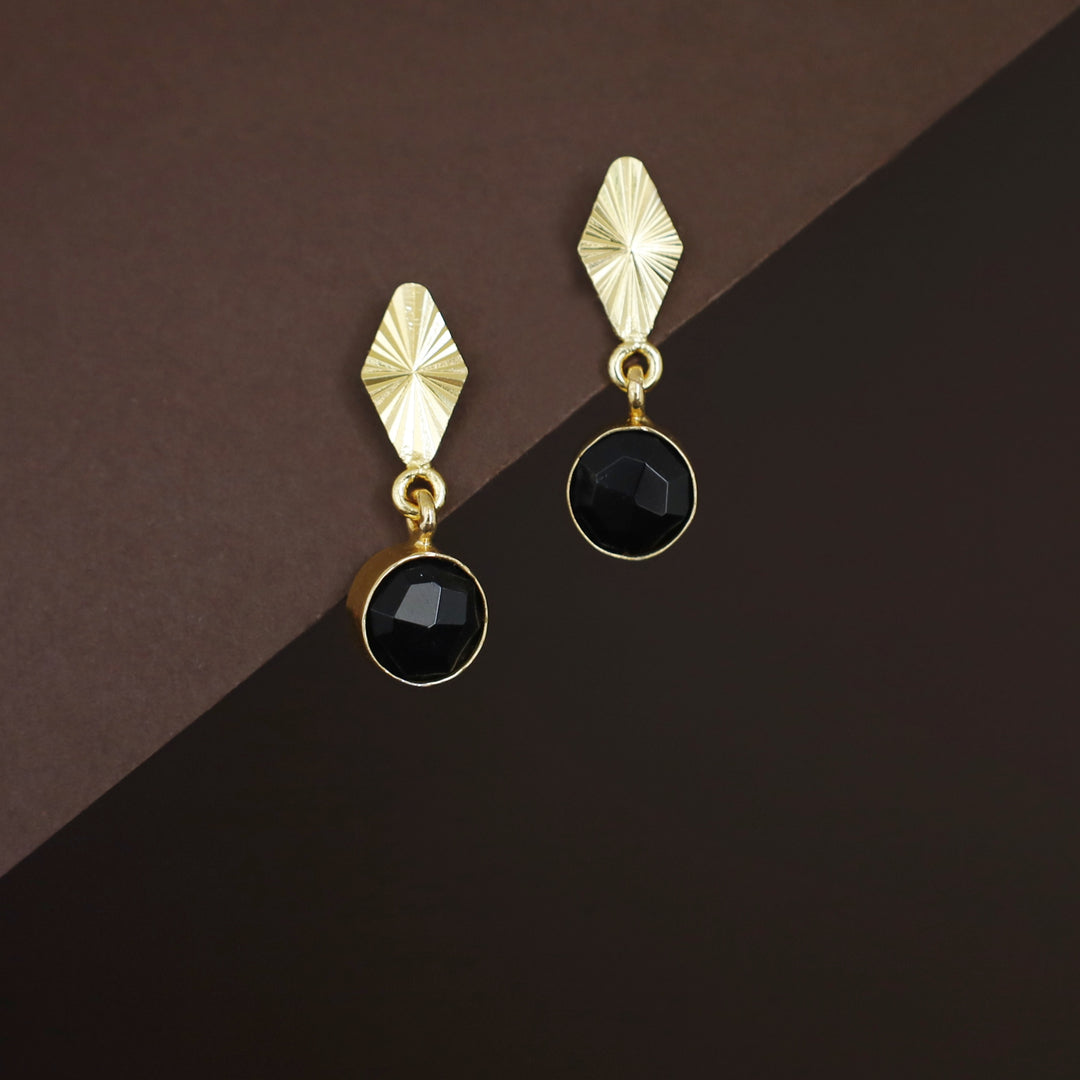 Siana Golden Diamond + Glossy Round Earring