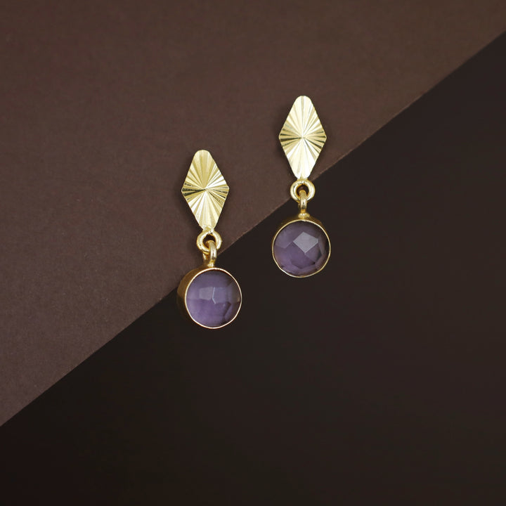 Siana Golden Diamond + Glossy Round Earring