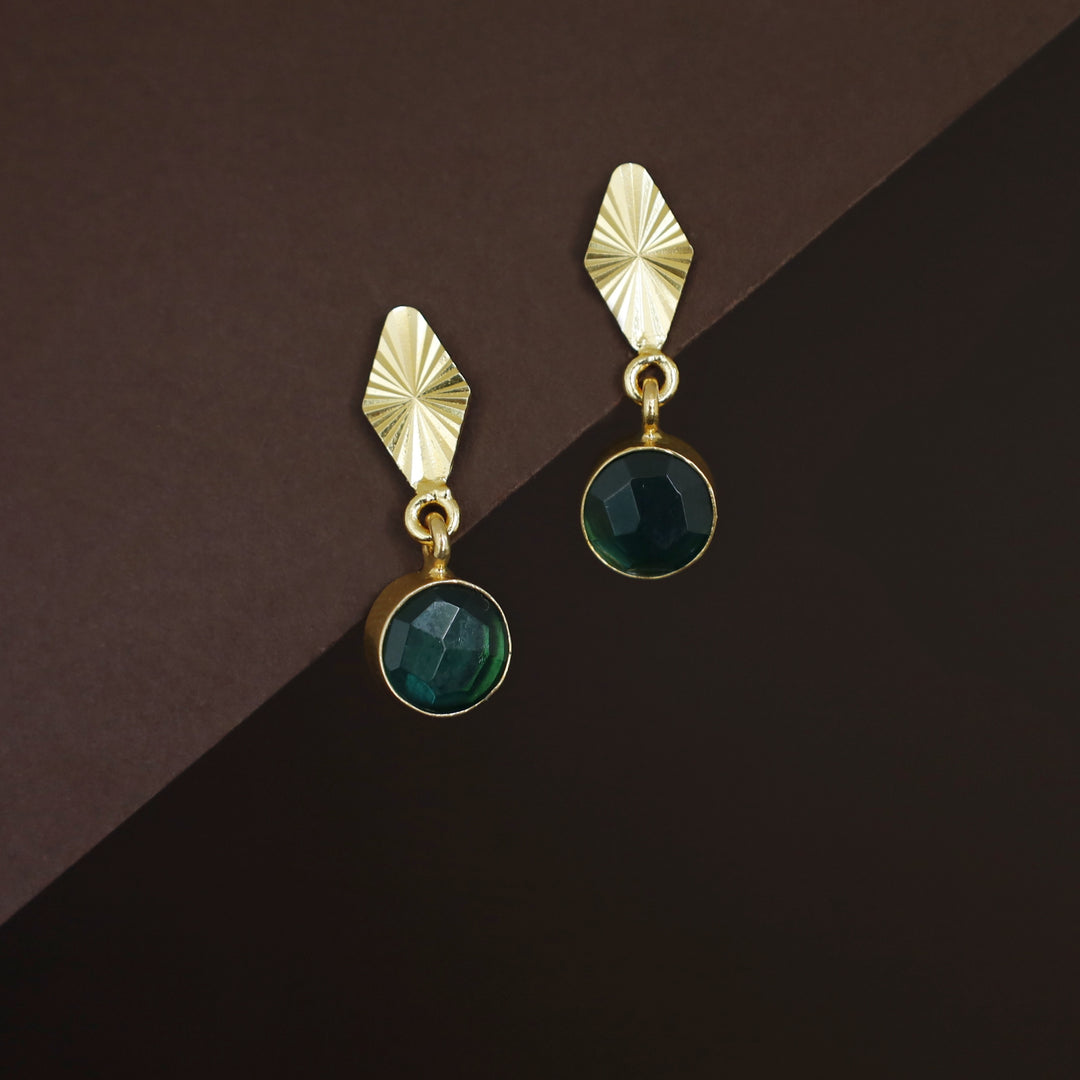 Siana Golden Diamond + Glossy Round Earring