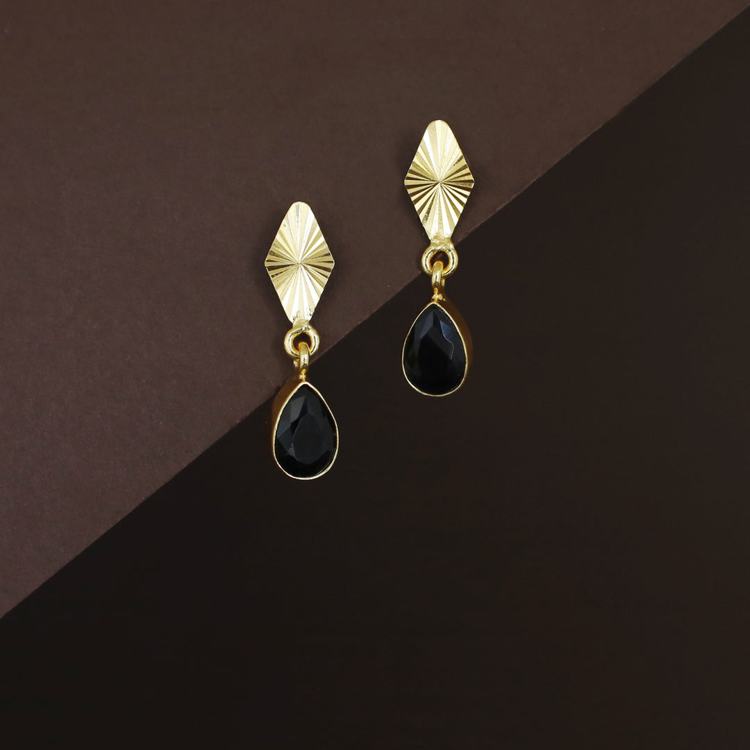 Siana Golden Diamond + Glossy Raindrop Earring