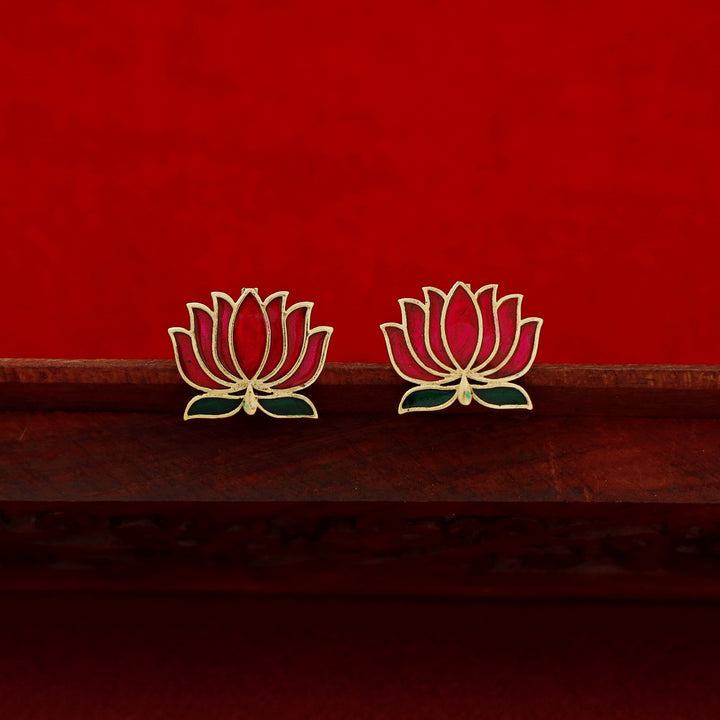 Advaita Enamel Lotus Choker With Earring