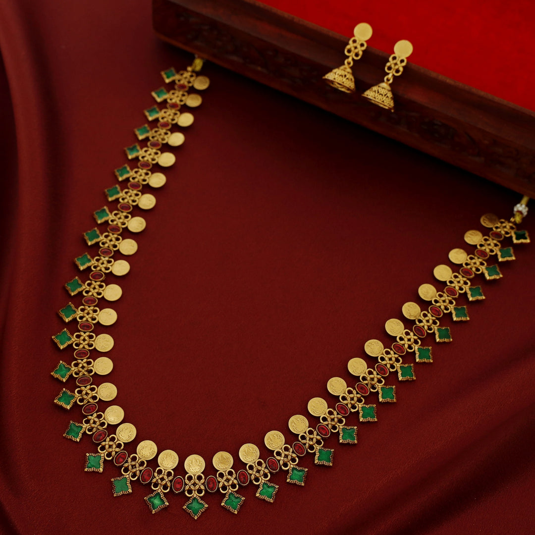 Matangi Kemp Stone Kashi Haram With Earring