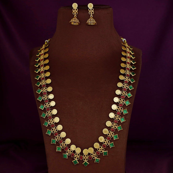 Matangi Kemp Stone Kashi Haram With Earring