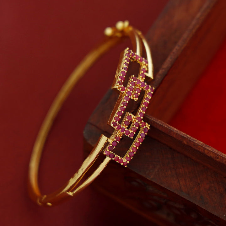 Rikisha Openable Golden Tri Rectangle Bangle