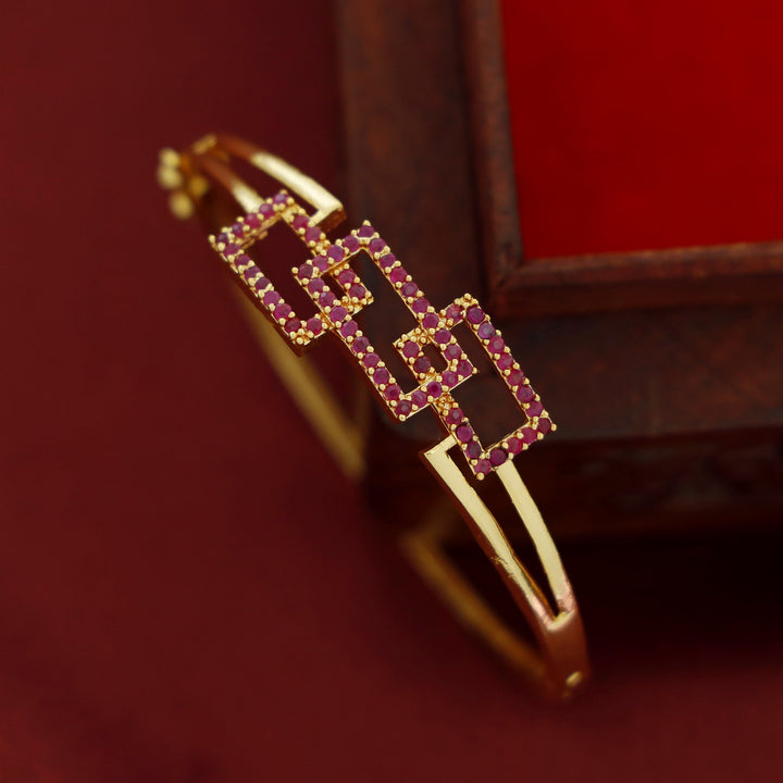 Rikisha Openable Golden Tri Rectangle Bangle