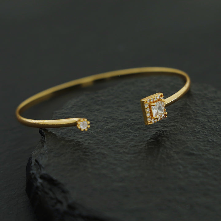 Golden AD Stone Square & Rectangle Bangle
