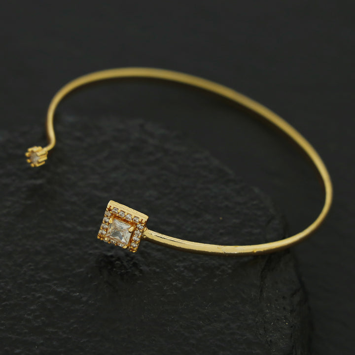 Golden AD Stone Square & Rectangle Bangle