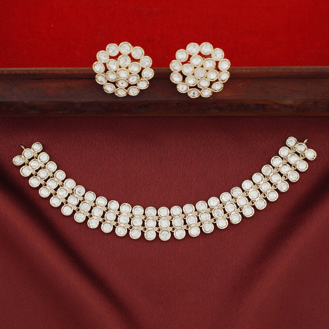 Premium Aarna Kundan 3 Layer Circle Choker With Earring