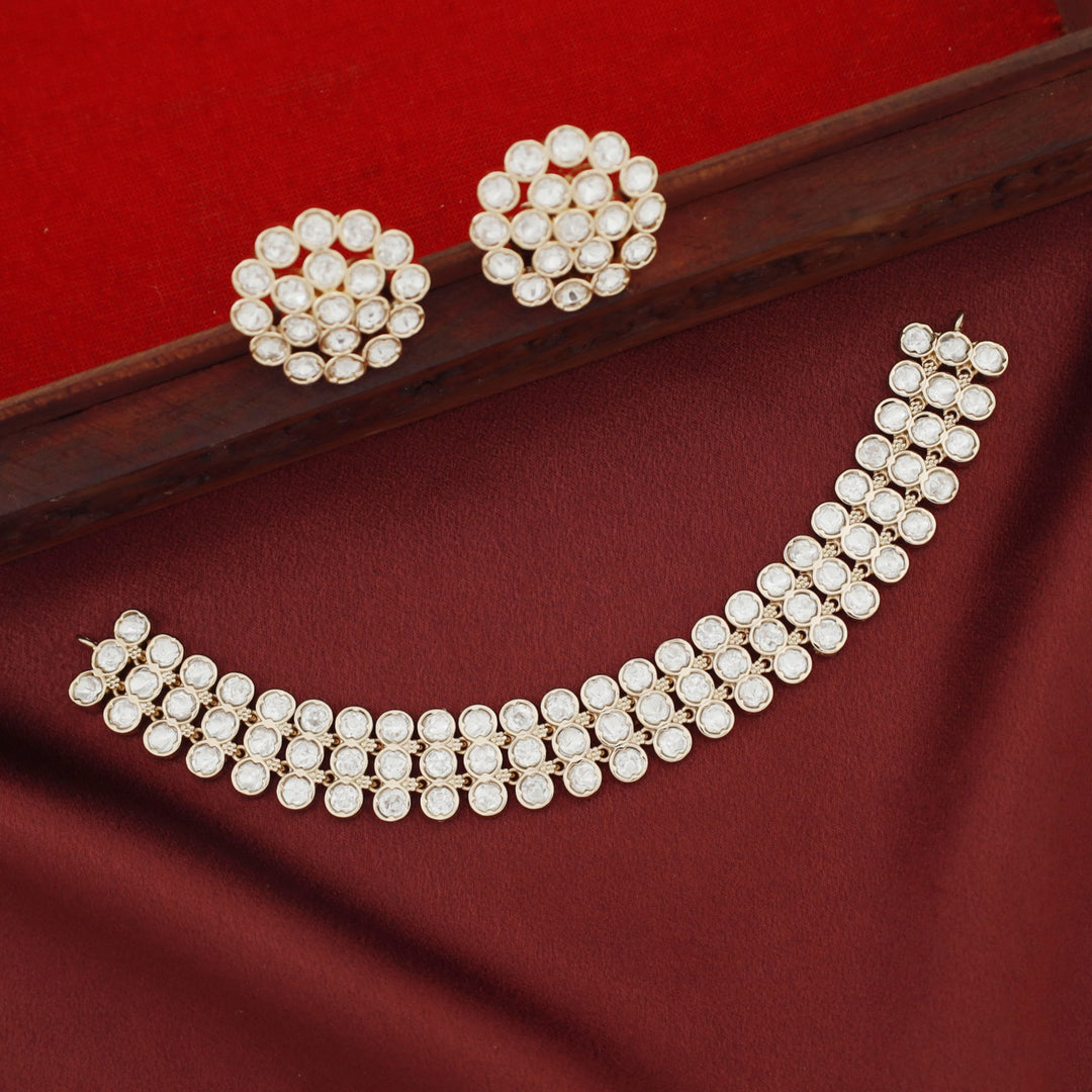 Premium Aarna Kundan 3 Layer Circle Choker With Earring