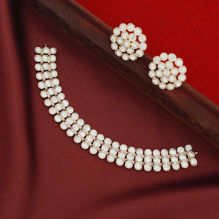 Premium Aarna Kundan 3 Layer Circle Choker With Earring