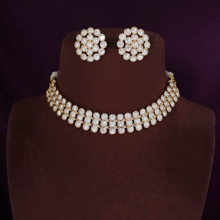 Premium Aarna Kundan 3 Layer Circle Choker With Earring