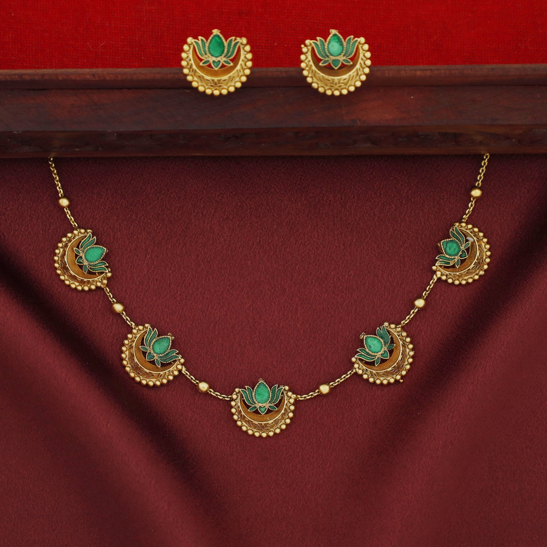 Maitreyi Padma Half Moon Short Neckpiece With Earring