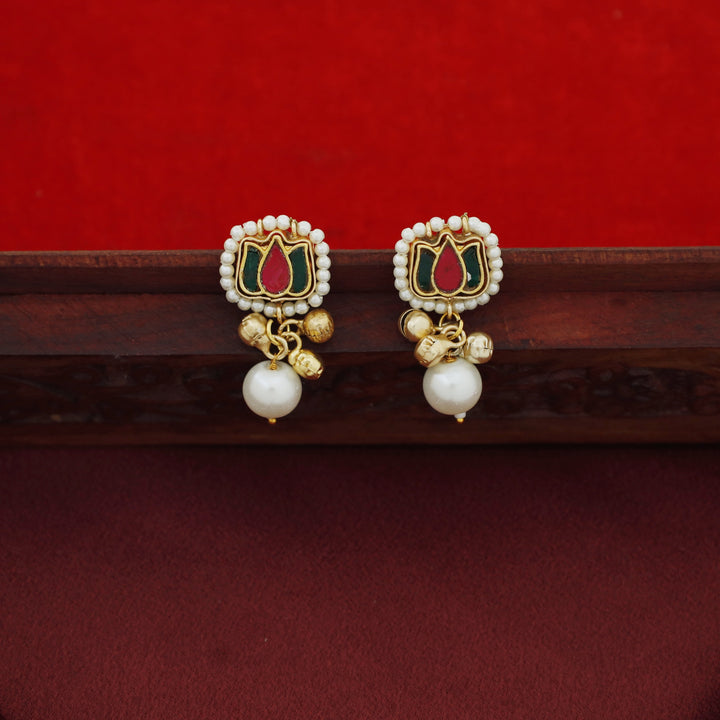 Jadau Kundan Lotus Ghungroo Pearl Choker with Earring