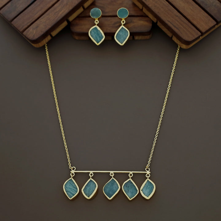 Meteorite Raw Stone Neckpiece with Earrings