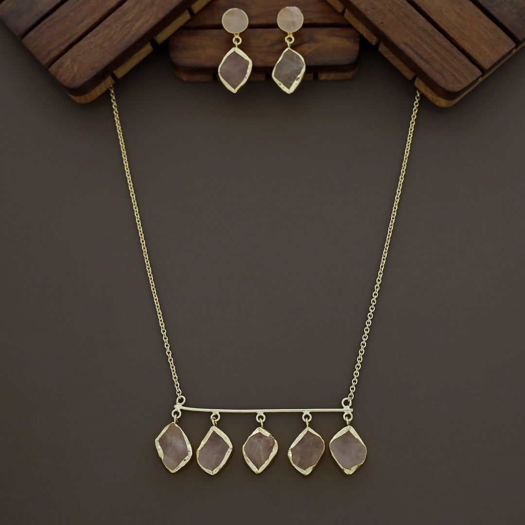 Meteorite Raw Stone Neckpiece with Earrings