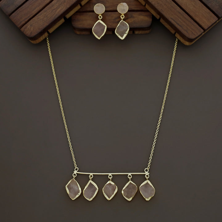 Meteorite Raw Stone Neckpiece with Earrings