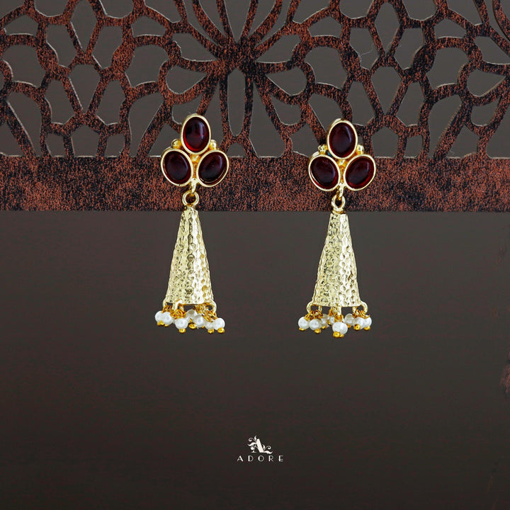 Golden Frost Cone Tri Glossy Oval Pearl Earring