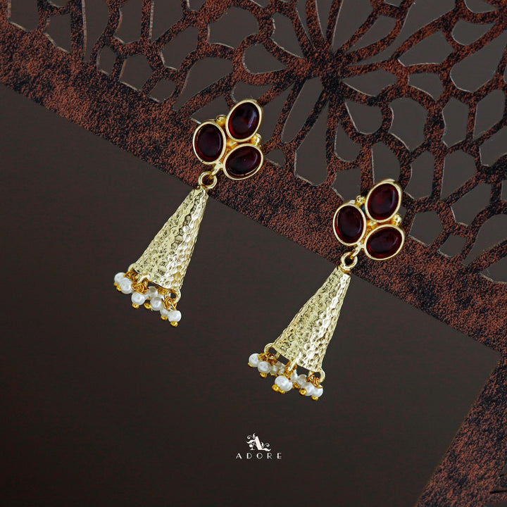 Golden Frost Cone Tri Glossy Oval Pearl Earring