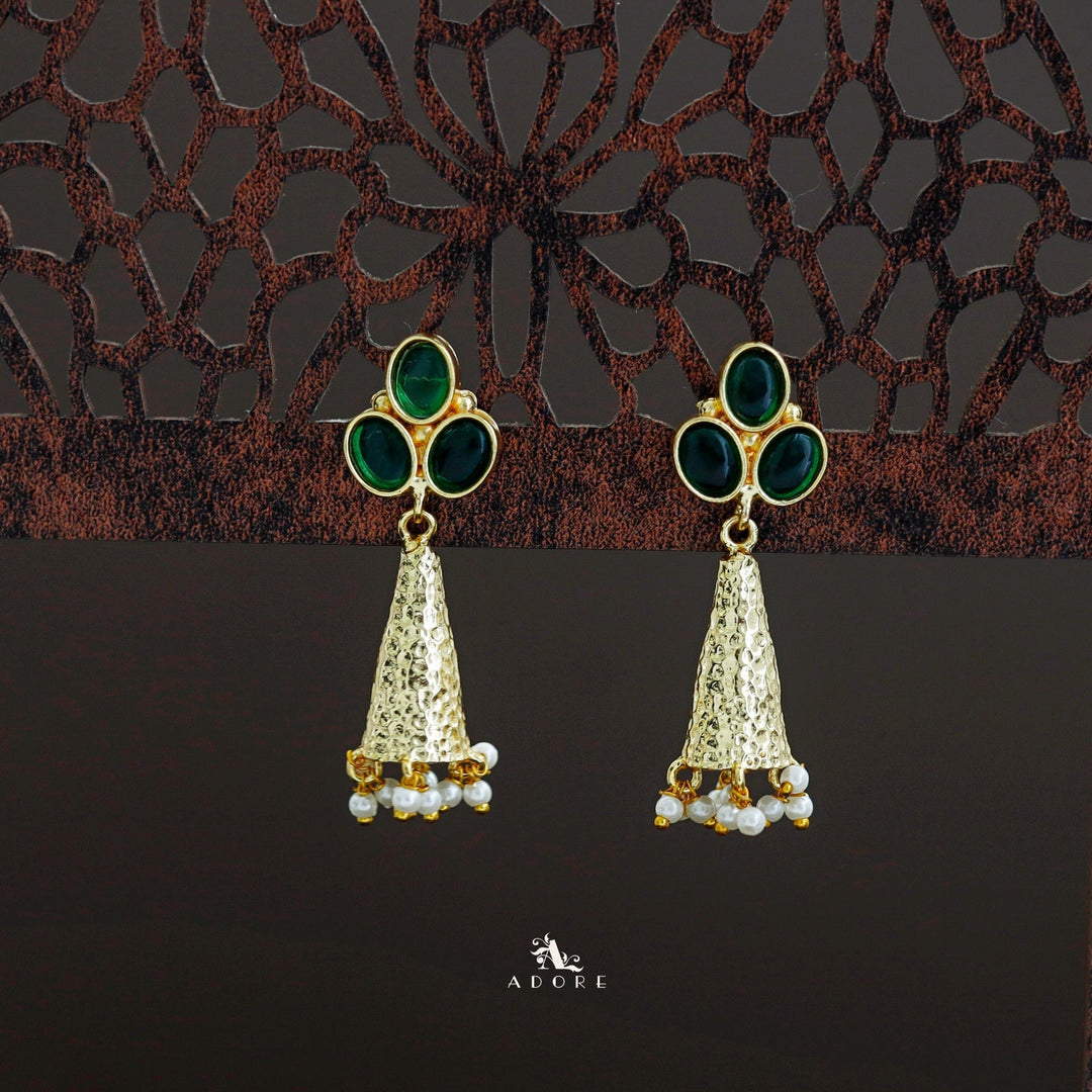 Golden Frost Cone Tri Glossy Oval Pearl Earring