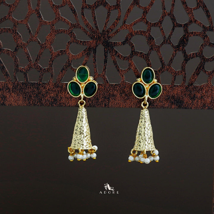 Golden Frost Cone Tri Glossy Oval Pearl Earring