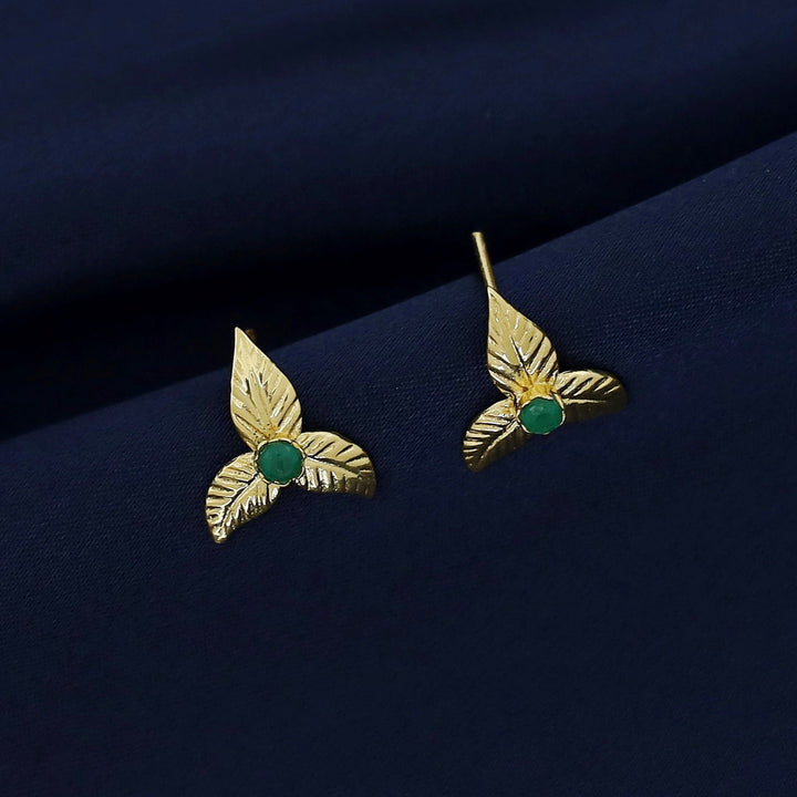 Mera Golden Floral Glossy Earring
