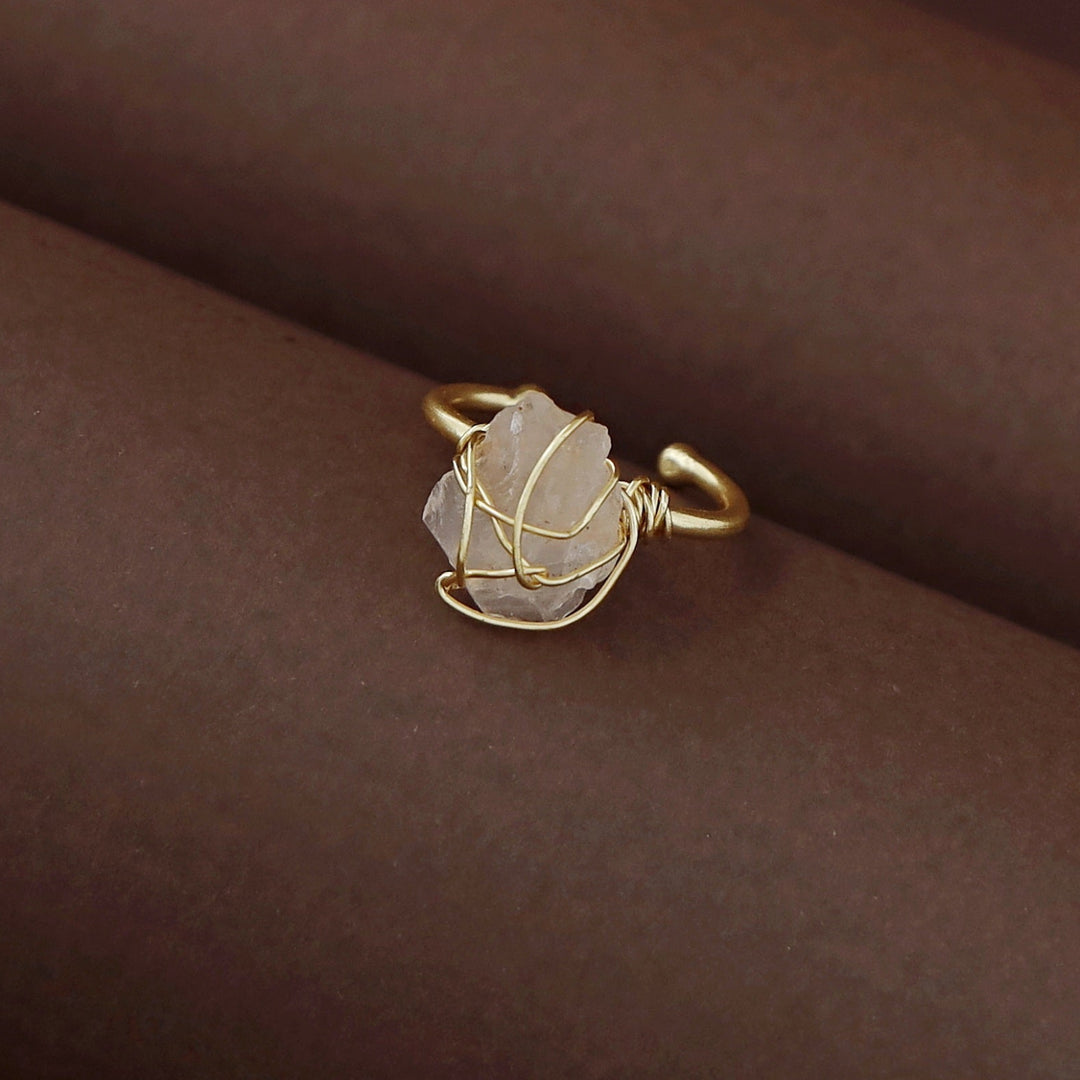 Deena Golden Binded Raw Stone Ring