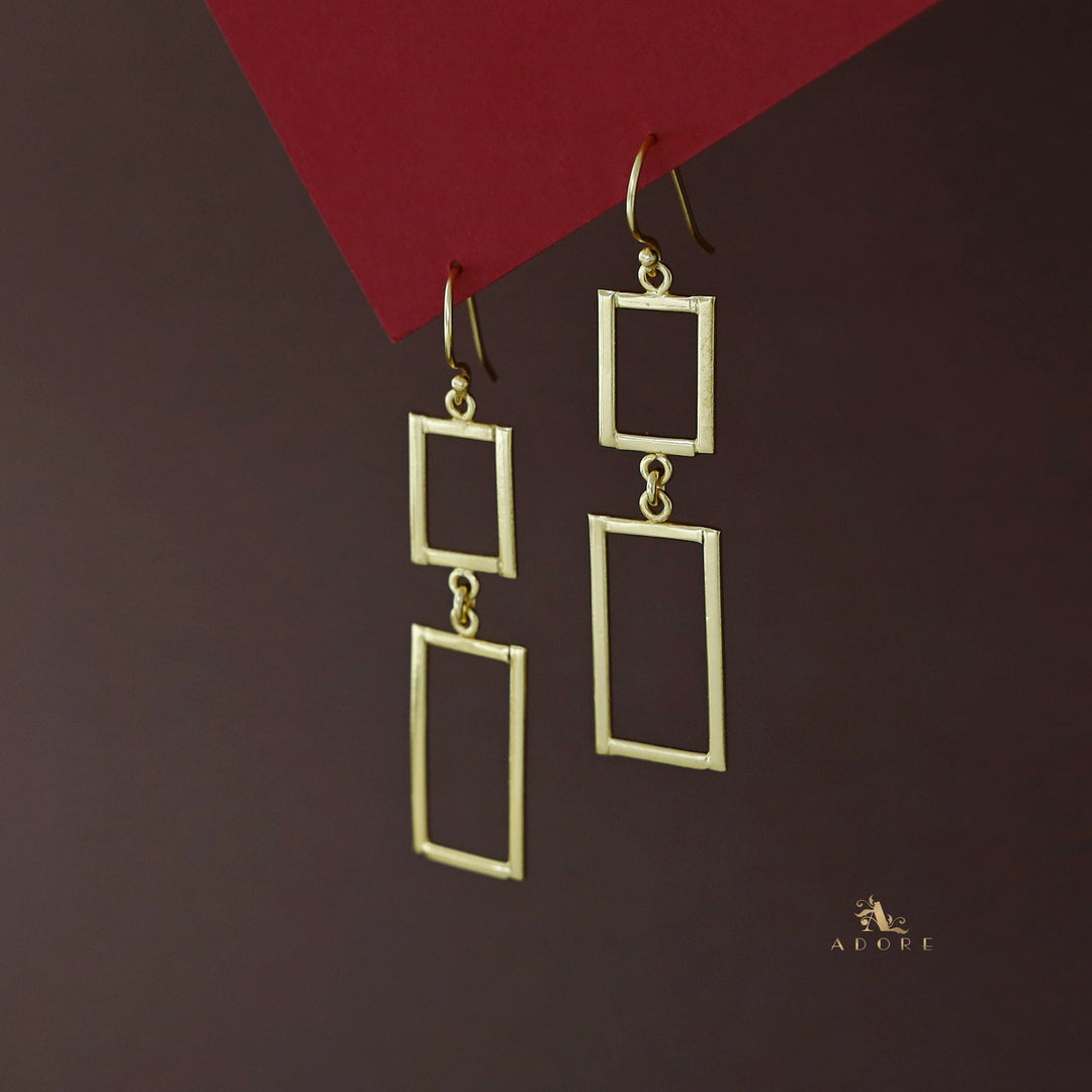 Golden Rectangular Long Hanging Drop