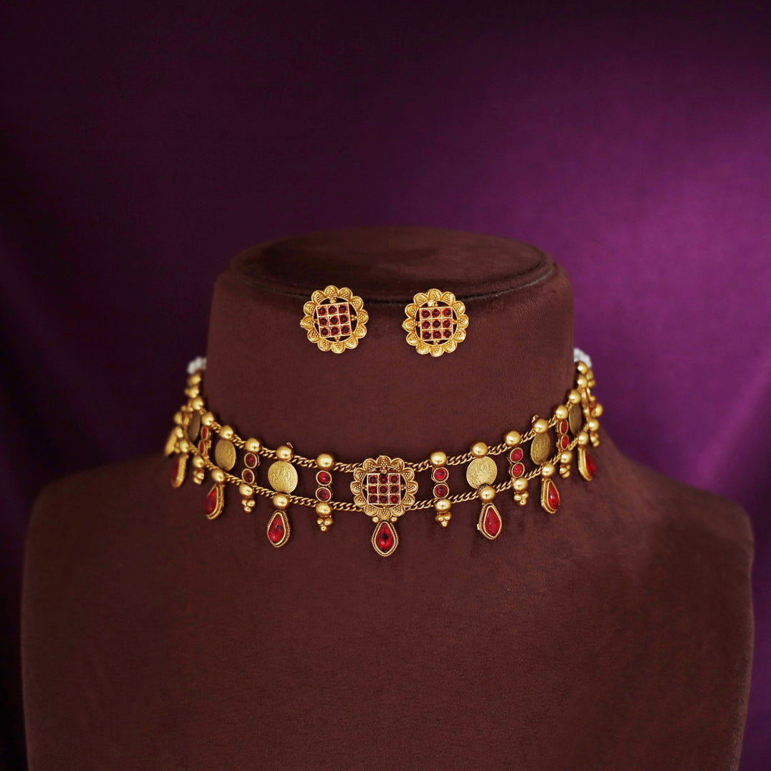 Kriti 2 Layer Chitrani Kashi Choker with Earring