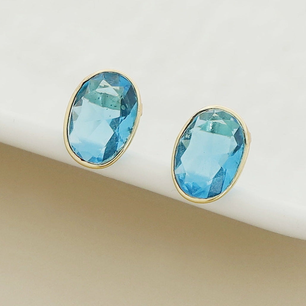 Golden Glossy Oval Stud