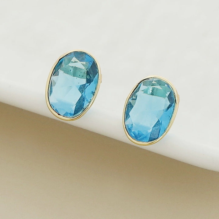 Golden Glossy Oval Stud