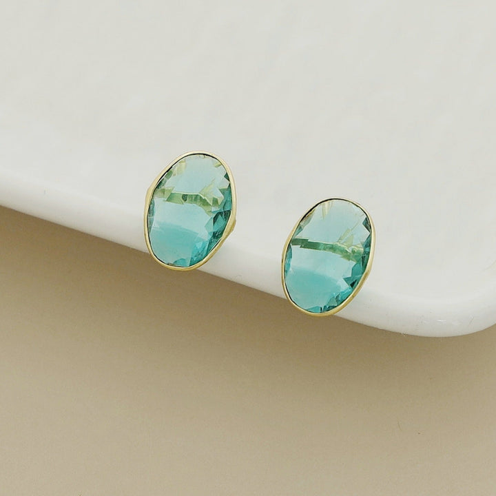 Golden Glossy Oval Stud