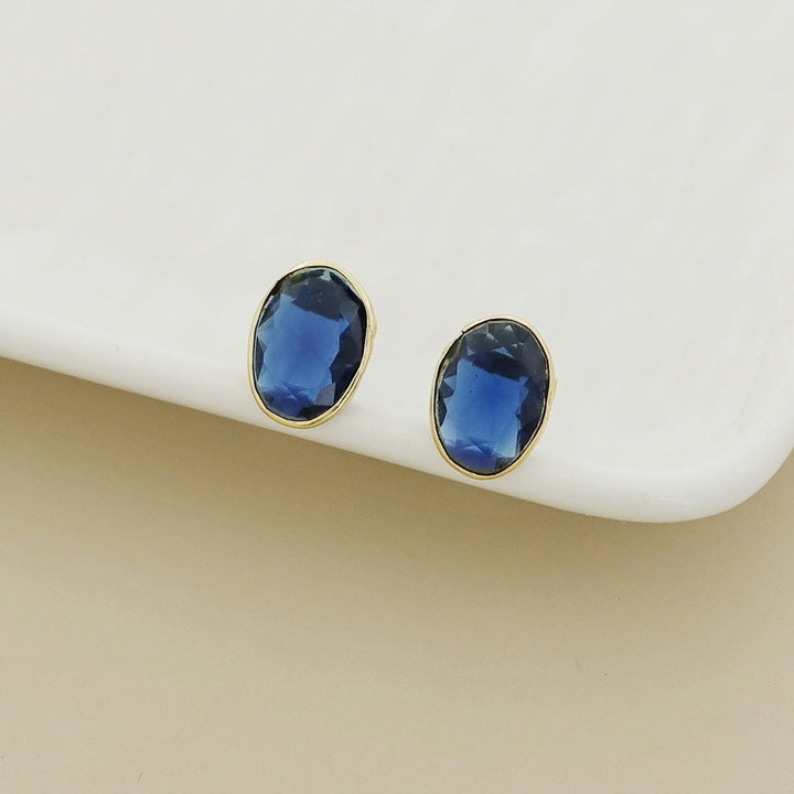 Golden Glossy Oval Stud