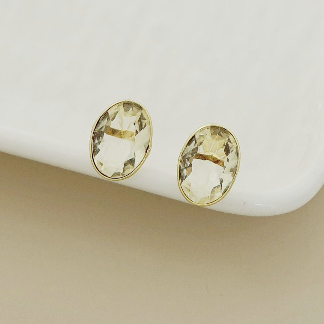 Golden Glossy Oval Stud