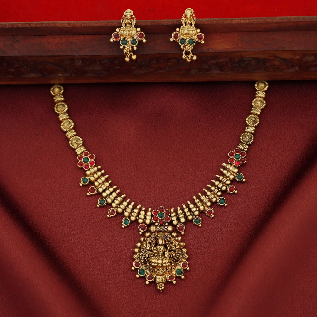 Lakshmi Bud Flower Neckpiece with Earring