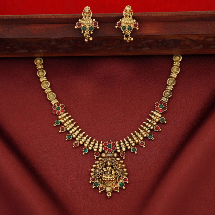 Lakshmi Bud Flower Neckpiece with Earring