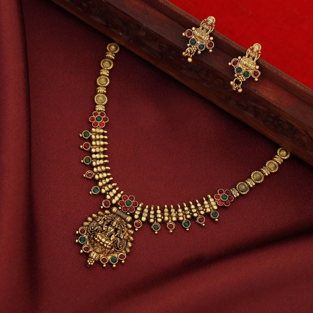Lakshmi Bud Flower Neckpiece with Earring