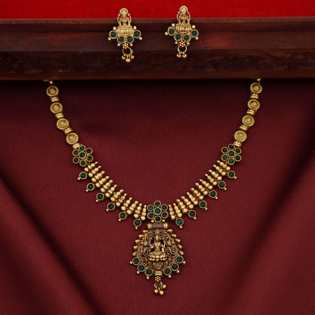Lakshmi Bud Flower Neckpiece with Earring
