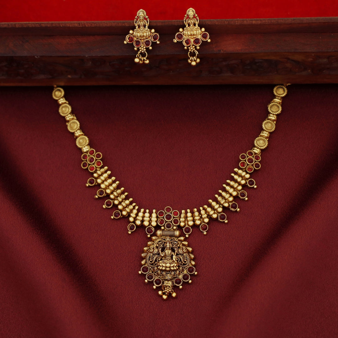 Lakshmi Bud Flower Neckpiece with Earring
