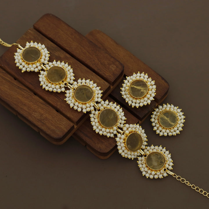 Aabhira Full Pearl Round Choker/Short Neck Piece With Earring (Colour Option)