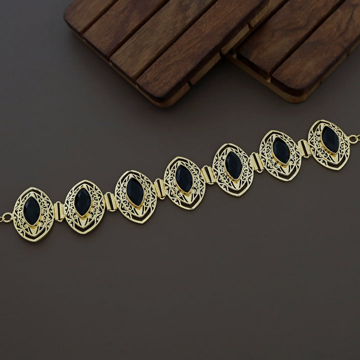 Ziya Golden Glossy Ellipse Choker