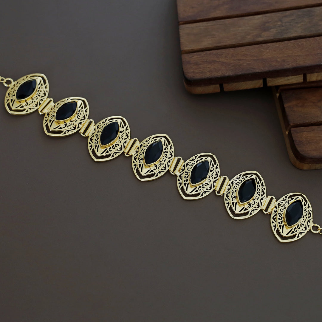 Ziya Golden Glossy Ellipse Choker