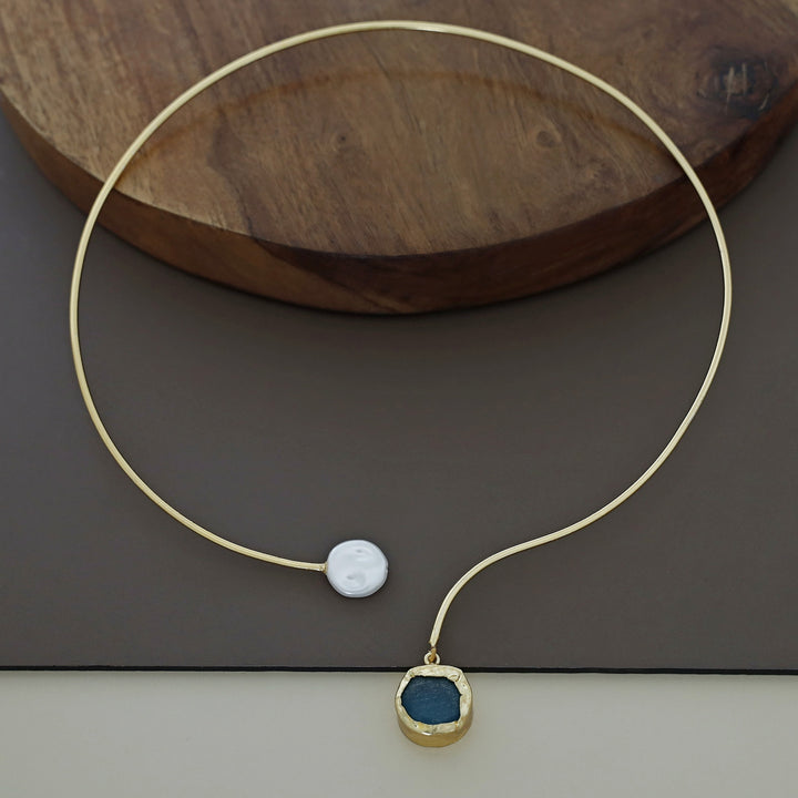 Nellie Golden Raw Stone + Baroque Neck Cuff