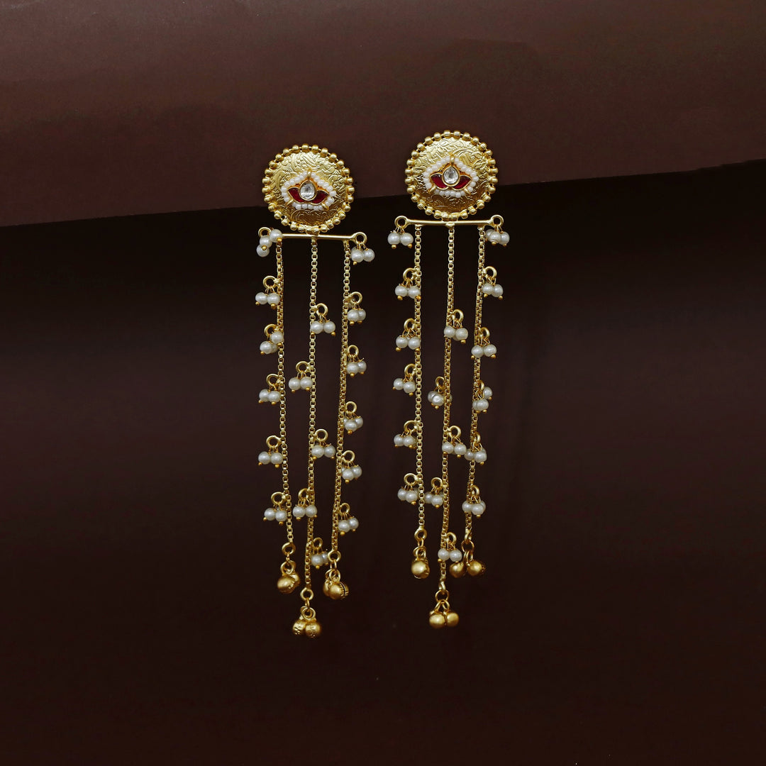 Tiana 3 Layer Hanging Pearl Ghungroo Kashmiri Earring