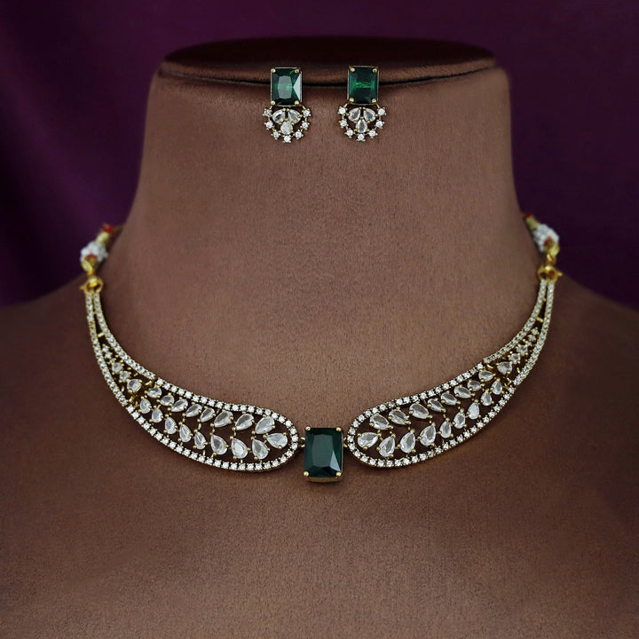 Meideya AD Stone Stiff Wing Neckpiece With Earring