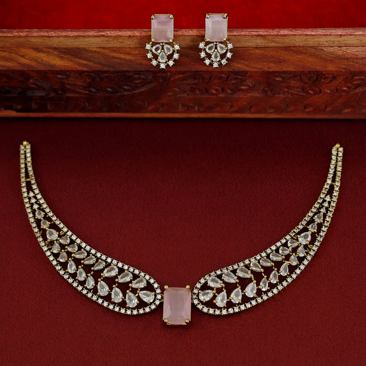 Meideya AD Stone Stiff Wing Neckpiece With Earring
