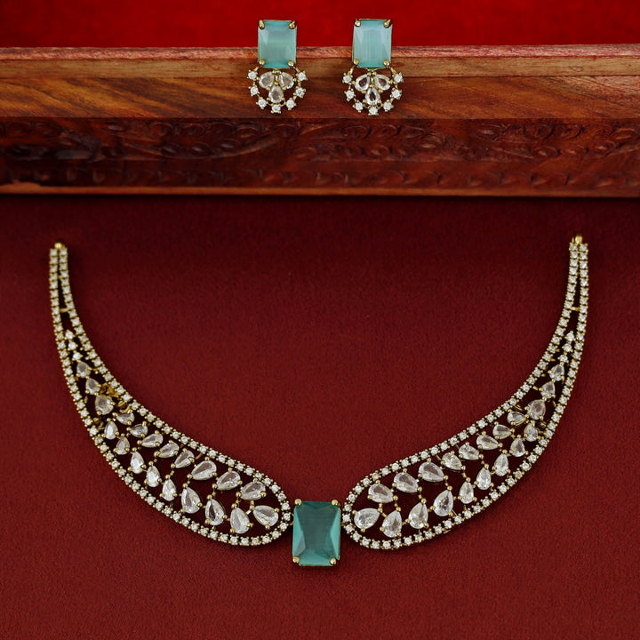 Meideya AD Stone Stiff Wing Neckpiece With Earring
